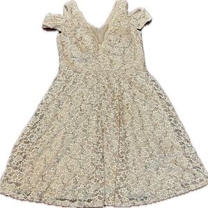 R&M Richards Bone Sequin Lace Fit & Flare lace coquette Cocktail Dress size 16W